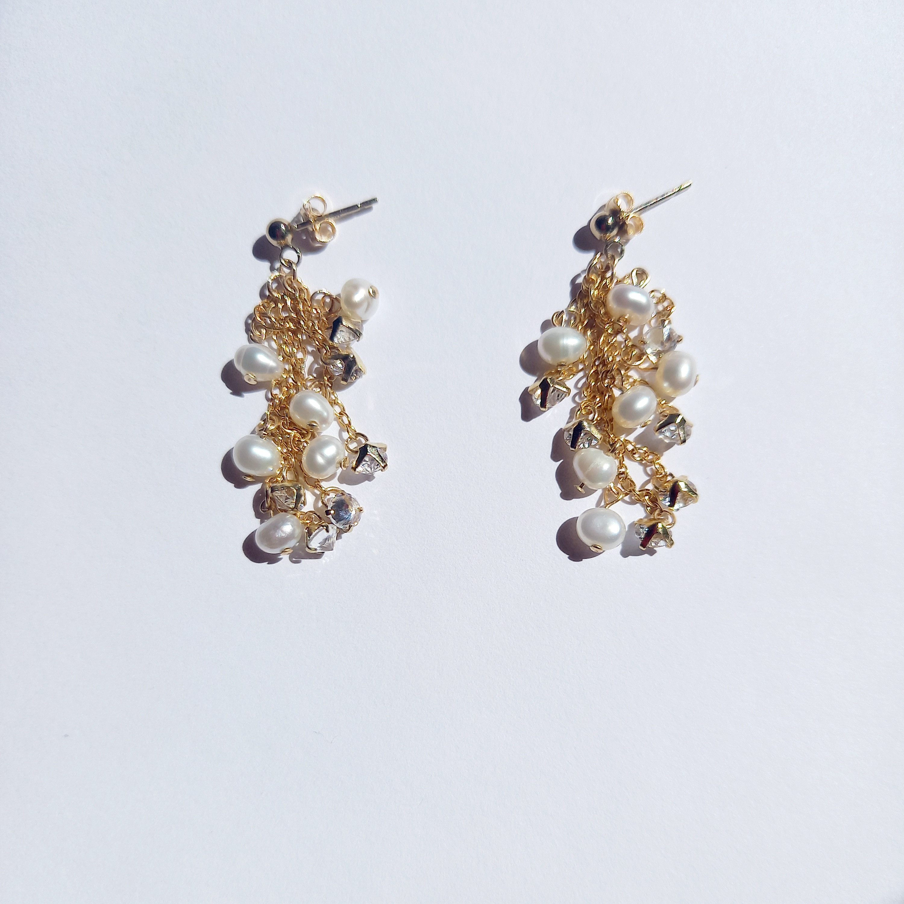 夏の淡水パールとジルコニアピアス