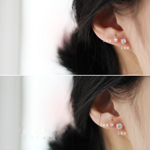 一粒 ダイヤピアス 【 3mm／4mm／5mm 】AAACZダイヤ 高品質 つけ