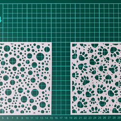 【M-49】 ステンシルシート 7枚 セット 円 丸 肉球 錯覚 柄 模様 4枚目の画像