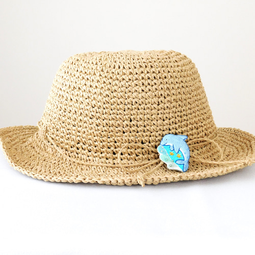 夏の海 ごきげんなイルカ 刺繍ブローチ【受注製作】 ブローチ 手