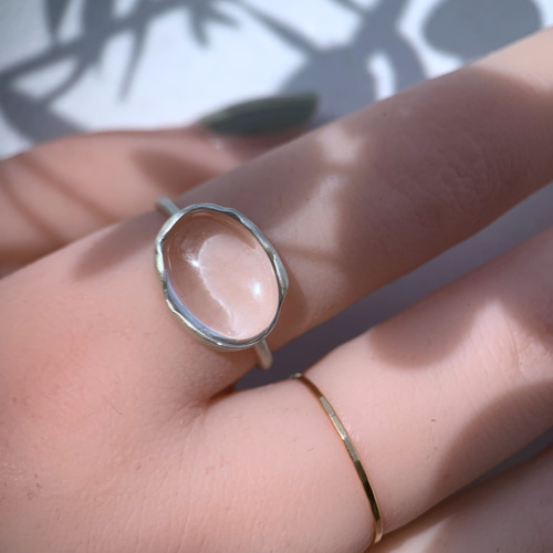 受注制作】透明なクリスタルクォーツ 水晶のsilver ring 指輪・リング