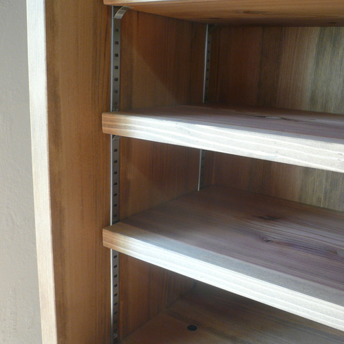 キャビネット食器棚【ガラス引き戸】引出2杯 杉無垢材 チェスト