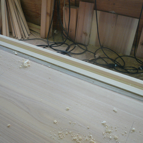 キャビネット食器棚【ガラス引き戸】引出2杯 杉無垢材 チェスト