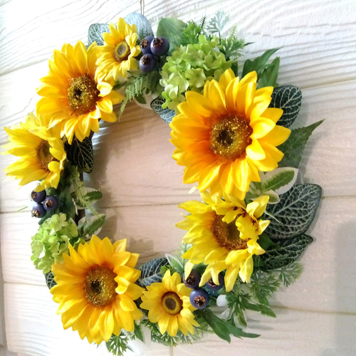 さわやかグリーンリース*⁠.⁠✧　玄関リース　造花リース 送料無料】さわやか造花リース バラ グリーン リース 直径32cm 玄関