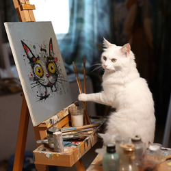 ネコの巨匠の芸術作品-ニャー  Ｔシャツ　男女兼用 1枚目の画像