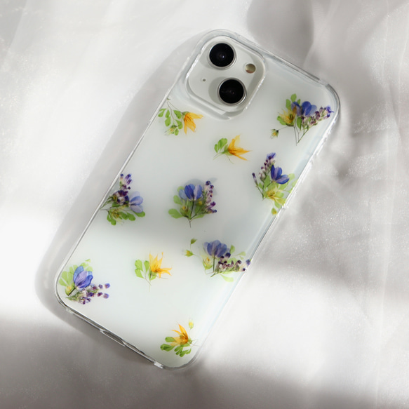 Fairy Flowers 押し花スマホケース iPhone13 14 Android  Xperia 全機種 クリア 5枚目の画像
