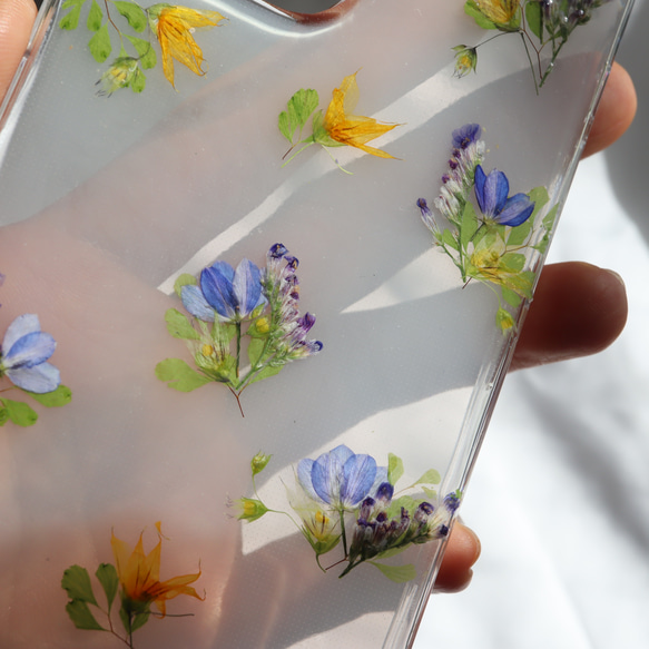 Fairy Flowers 押し花スマホケース iPhone13 14 Android  Xperia 全機種 クリア 7枚目の画像