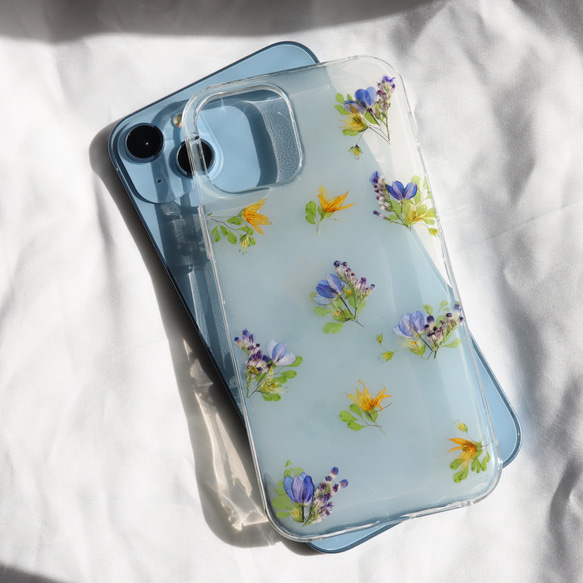 Fairy Flowers 押し花スマホケース iPhone13 14 Android  Xperia 全機種 クリア 9枚目の画像