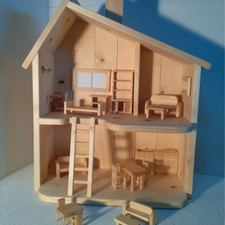 のぞちん様＊Jiji＊ハンドメイド＊木製 お家型飾り棚＊ドールハウス