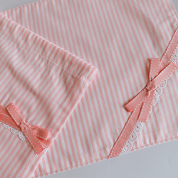 ランチョンマット＋巾着セット　ピンク×ストライプ 2枚目の画像