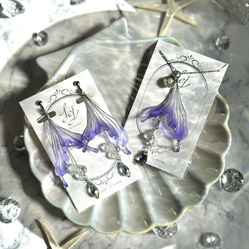 人魚の耳飾り【パープル】 ピアス（フック・チェーン） Lyricalize