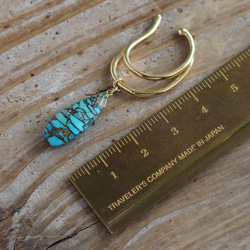 銅綠松石&lt;梨形/大顆粒&gt;耳夾✨十二月生日石✨ 第4張的照片