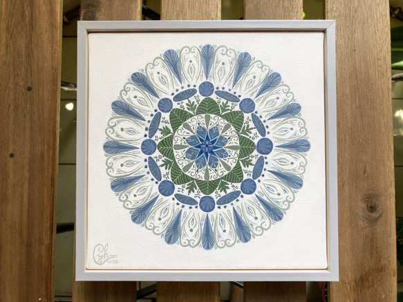 曼陀羅繪畫 《靈性種子1》經典框  Mandala painting " Soul Seed 1" with frame 第1張的照片