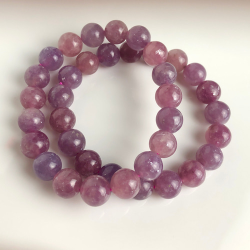 天然石 石アジサイ色☆ピンク紫ミカクリスタル ブレスレット つけっ