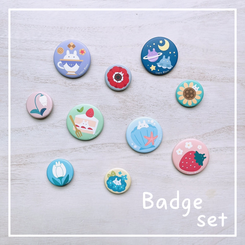 2個セット〗うさぎと┊缶バッチ┊ミニ缶バッチ その他雑貨 𝕃𝔸ℙ𝕀ℕ