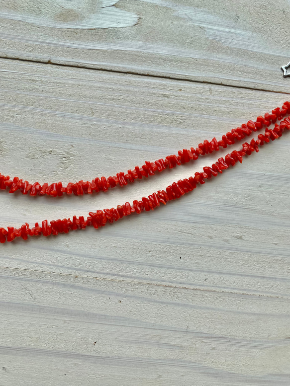 【定番】三月誕生石　《コーラル》赤珊瑚　ナチュラル素材　ネックレス　アジャスター付き　 9枚目の画像