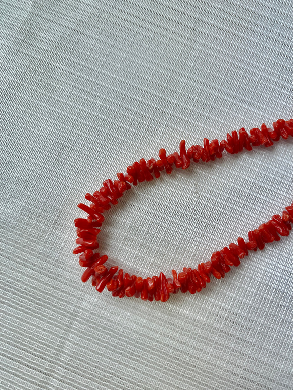 【定番】三月誕生石　《コーラル》赤珊瑚　ナチュラル素材　ネックレス　アジャスター付き　 18枚目の画像