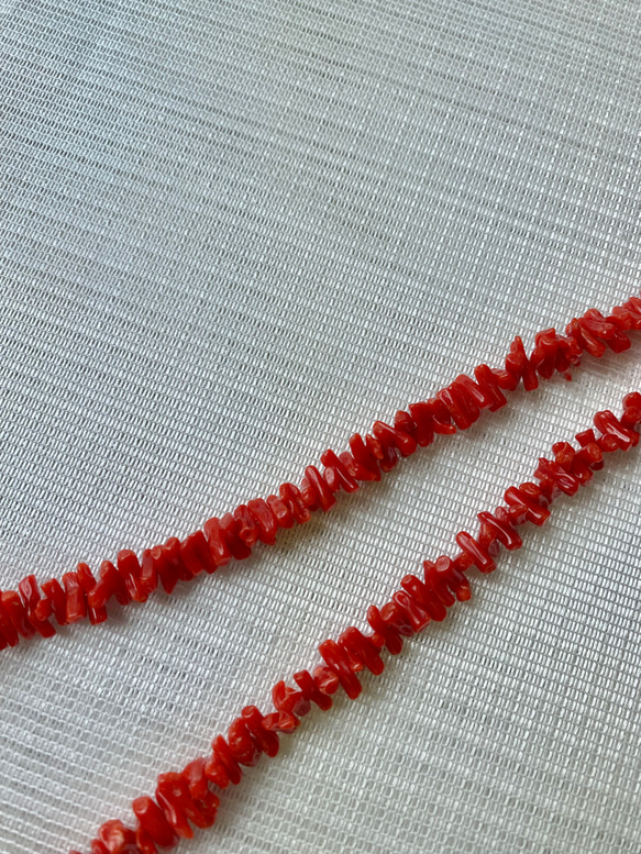 【定番】三月誕生石　《コーラル》赤珊瑚　ナチュラル素材　ネックレス　アジャスター付き　 17枚目の画像