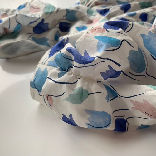 80-150cm リバティチューリップシャドー クラシック背中あきワンピース  