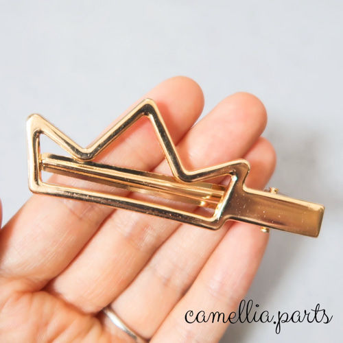 6個【王冠・クラウン】ヘアクリップ やっとこピン ワニクリップ 土台