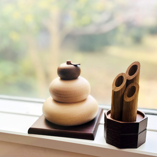 木製 鏡餅＆門松』 鏡餅 門松 正月 正月飾り 木製 オブジェ 置物 雑貨