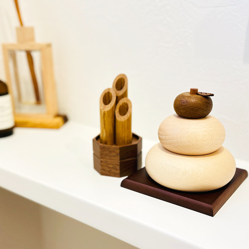 木製 鏡餅＆門松』 鏡餅 門松 正月 正月飾り 木製 オブジェ 置物 雑貨