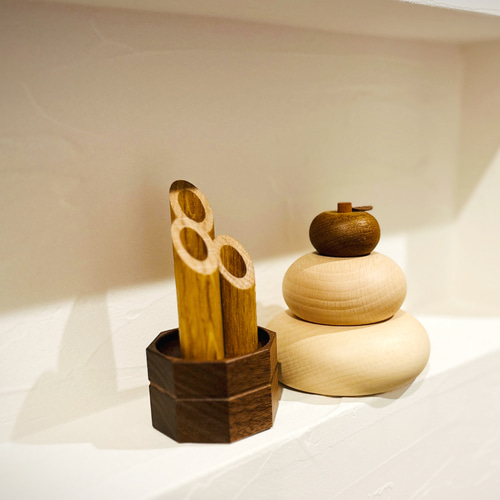 木製 鏡餅＆門松』 鏡餅 門松 正月 正月飾り 木製 オブジェ 置物 雑貨