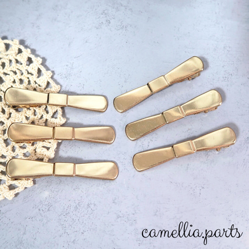 6個【蝶ネクタイ型 ヘアクリップ】やっとこピン ワニクリップ 土台