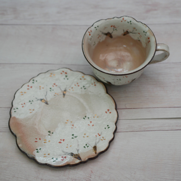 コーヒー碗皿　吉野山（B）　陶器　京焼 4枚目の画像