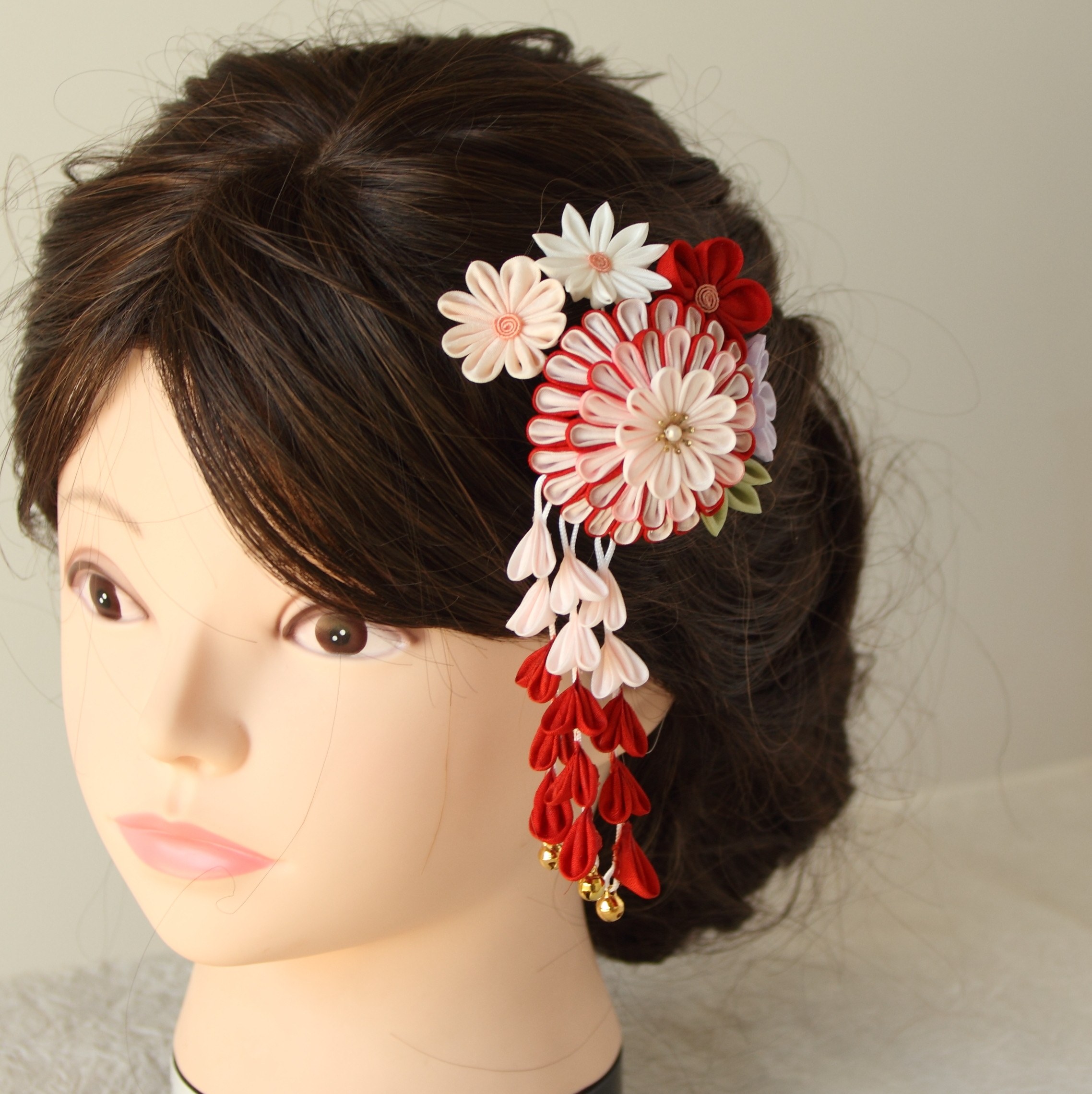 【七五三】【成人卒業】正絹羽二重　半くす玉コーム