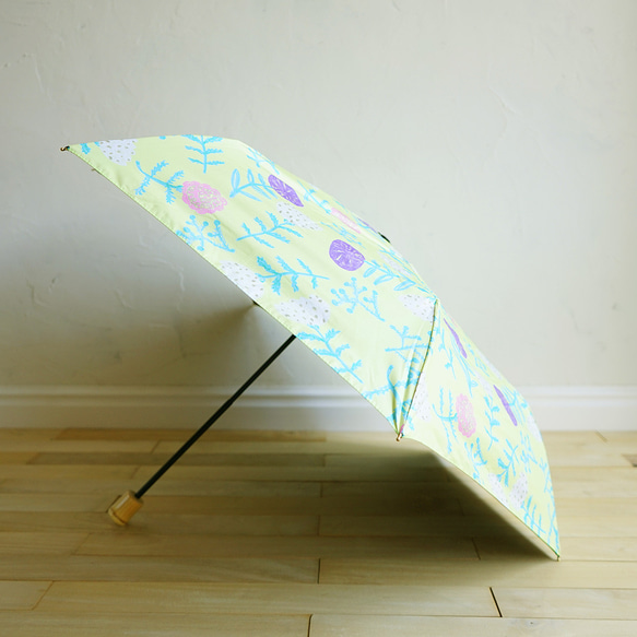 UV cut 折疊傘 花黃 99.9% UV cut 防曬防雨 163461 竹柄遮陽傘傘 第13張的照片