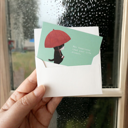 メッセージカード封筒セット（雨降り子猫） 5枚目の画像