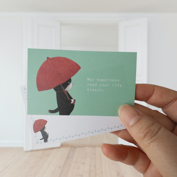 メッセージカード封筒セット（雨降り子猫） 6枚目の画像