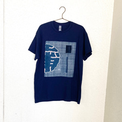 1985 size M 襤褸　リメイク　tシャツ 藍染め　藍染　筒描き　印半纏　古布　パッチワーク　刺し子　ヴィンテージ 5枚目の画像
