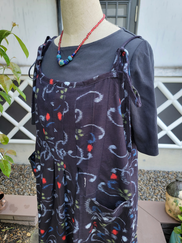 着物リメイク　古布　手作り　久留米絣　キャミワンピ 