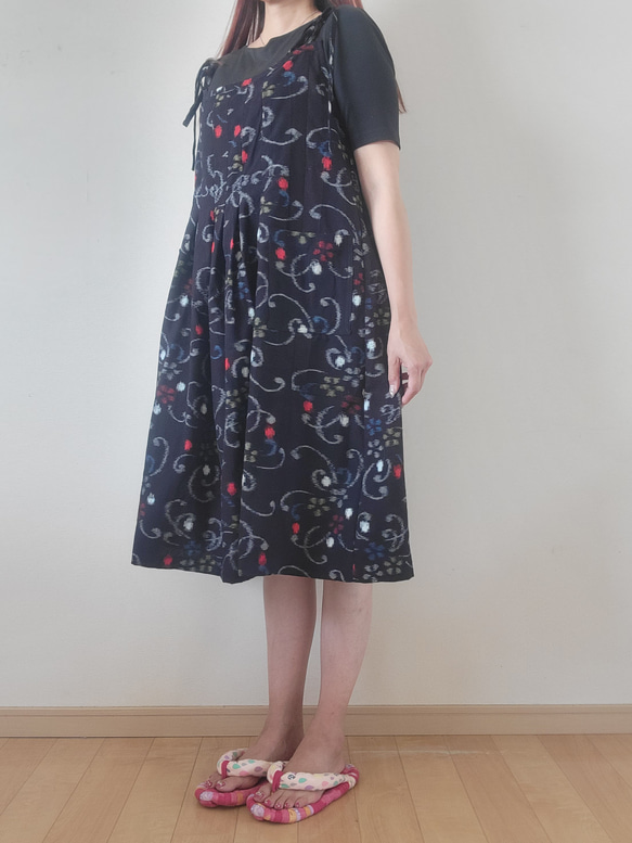 着物リメイク　古布　手作り　久留米絣　キャミワンピ 
