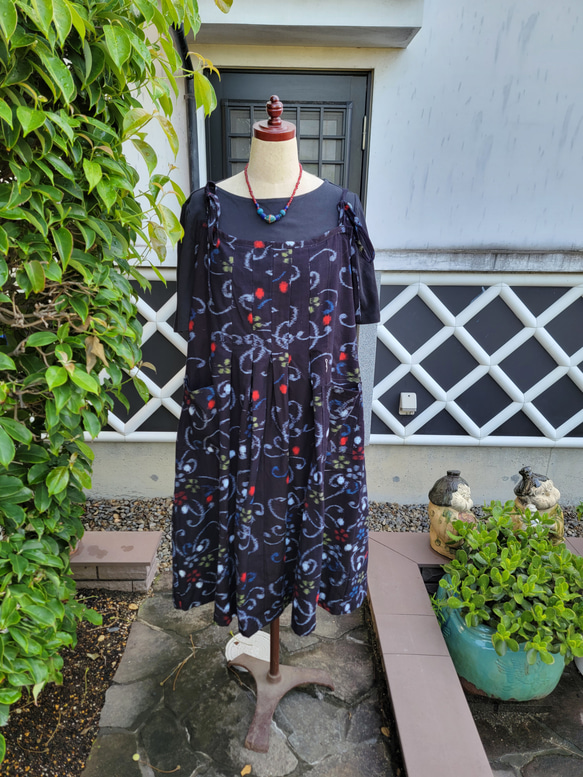 着物リメイク　古布　手作り　久留米絣　キャミワンピ 