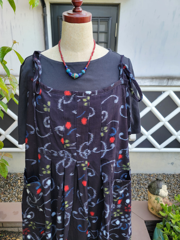 着物リメイク　古布　手作り　久留米絣　キャミワンピ 