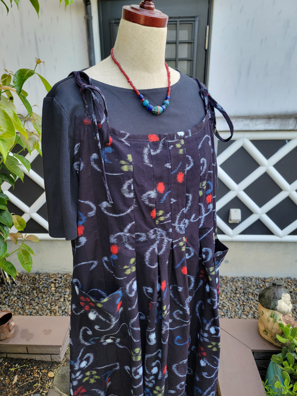 着物リメイク　古布　手作り　久留米絣　キャミワンピ 