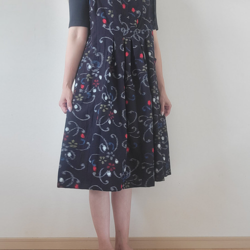 着物リメイク 古布 手作り 久留米絣 キャミワンピ ワンピース  