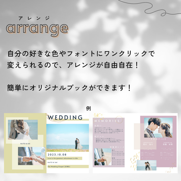 プロフィールブック　結婚式　席次表　席札　演出　ウェディング　ペーパーアイテム　ドレス当て　ウェルカムボード 4枚目の画像