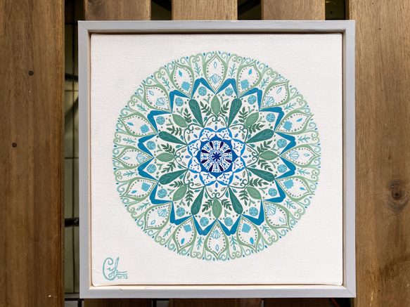 曼陀羅繪畫 《靈性種子3》經典框  Mandala painting " Soul Seed 3" with frame 第6張的照片