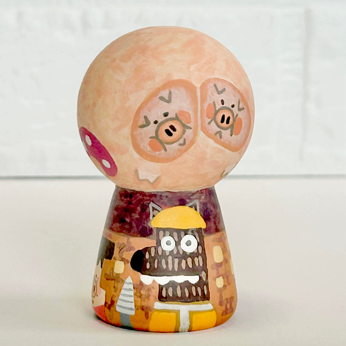 童話 三匹の豚【木箱付】小こけし。かわいい木製の動物人形