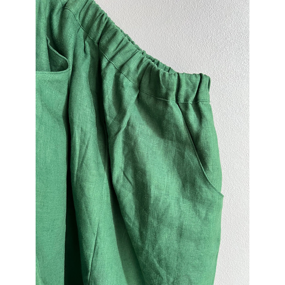 RATA❤️100%優質亞麻❤️精緻輪廓燈籠褲❤️酸萌成人綠 第6張的照片