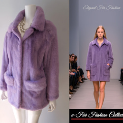 【希少カラー】シェアードミンク　リアルファー　ミンクコート　パープル 媚びないさわやかなラベンダーミンクコート 本物毛皮コート 新品1点物