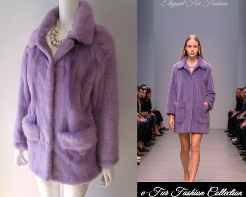 媚びないさわやかなラベンダーミンクコート 本物毛皮コート 新品1点物