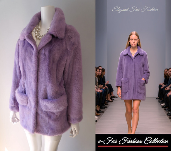 媚びないさわやかなラベンダーミンクコート 本物毛皮コート 新品1点物