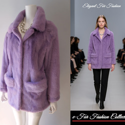 媚びないさわやかなラベンダーミンクコート 本物毛皮コート 新品1点物