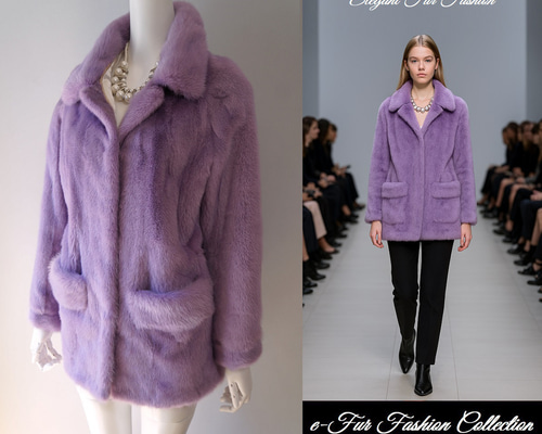 媚びないさわやかなラベンダーミンクコート 本物毛皮コート 新品1点物