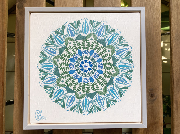 曼陀羅繪畫 《靈性種子4》經典框  Mandala painting " Soul Seed 4" with frame 第6張的照片